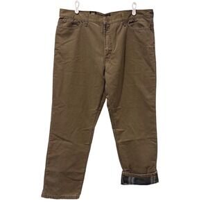Lee Men's Relaxed Straight Fleece Lined Pants Teak Brown 40x30‎ Work Casual